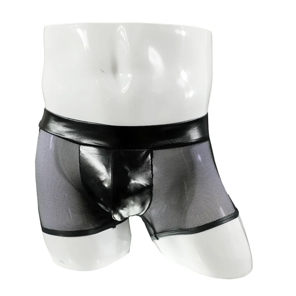 Men Sexy Underwear Faux Leathe - Bamboo Fiber Trunk ulasan dan harga