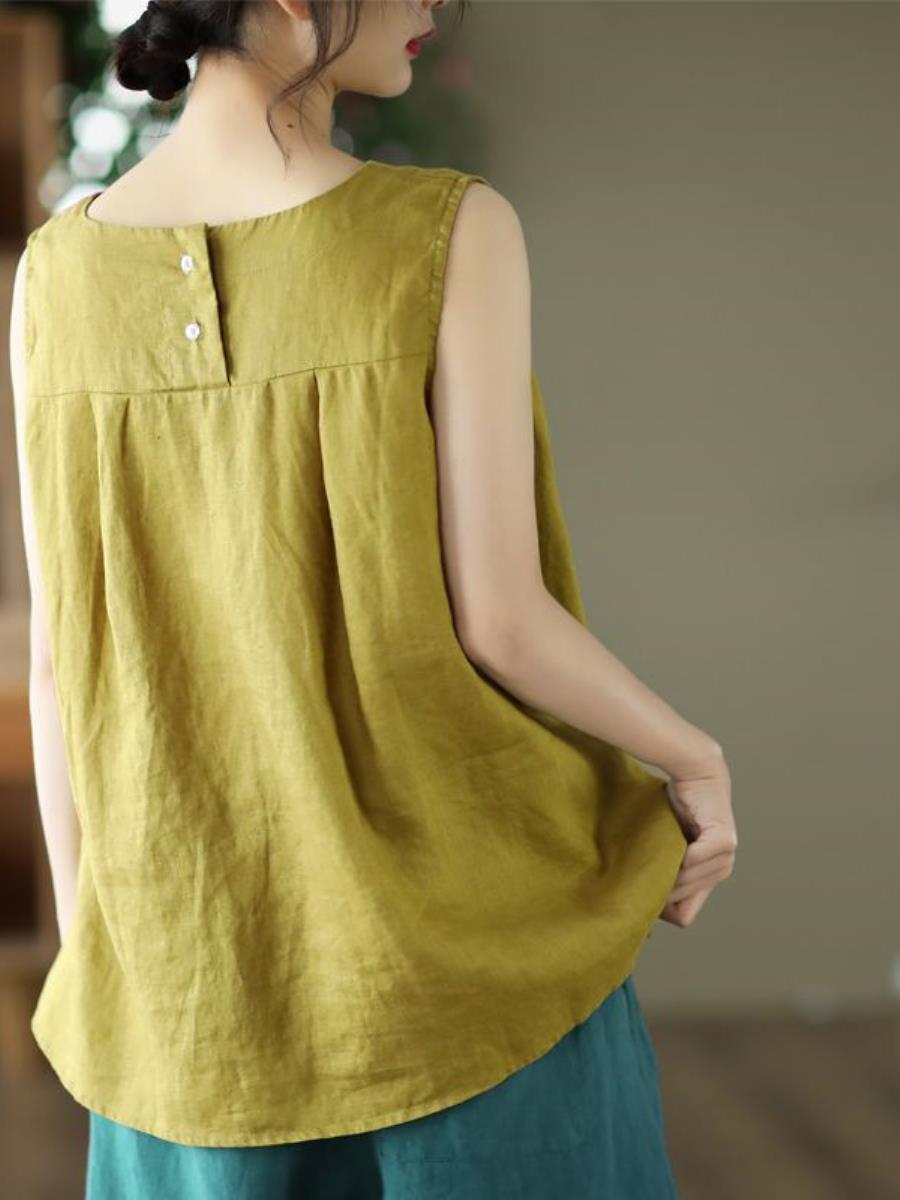 Linen Sleeveless Vest Thin Cot - Base Layer Top ulasan dan harga