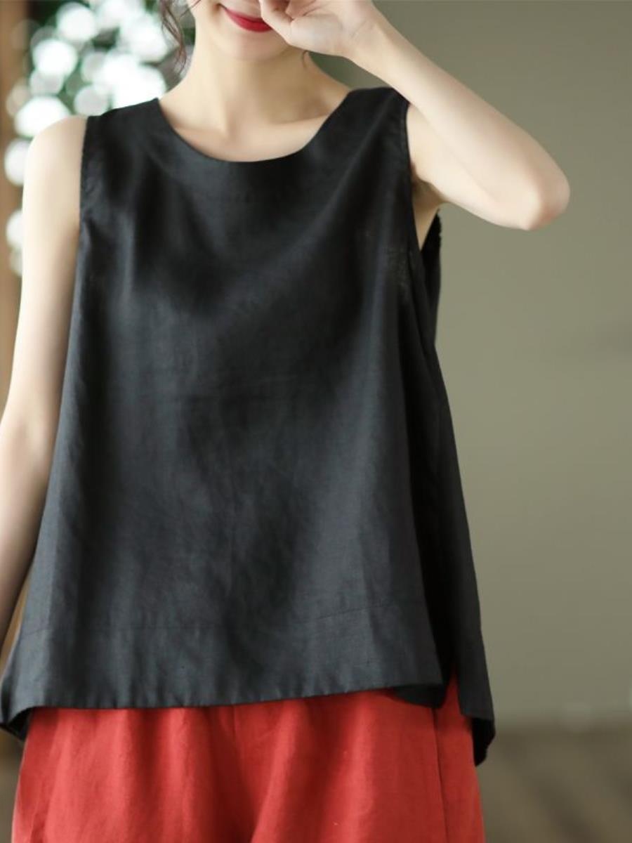Linen Sleeveless Vest Thin Cot - Base Layer Top ulasan dan harga