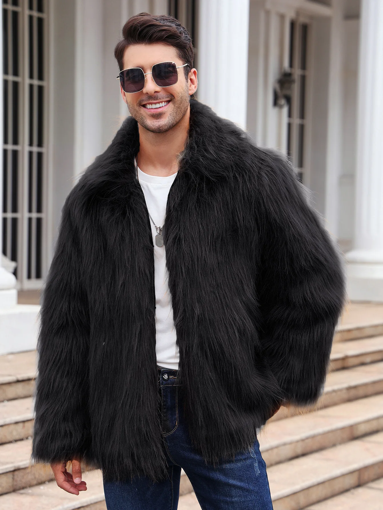 Men Faux Fox Fur Jacket Coat W - Thermal Long John ulasan dan harga