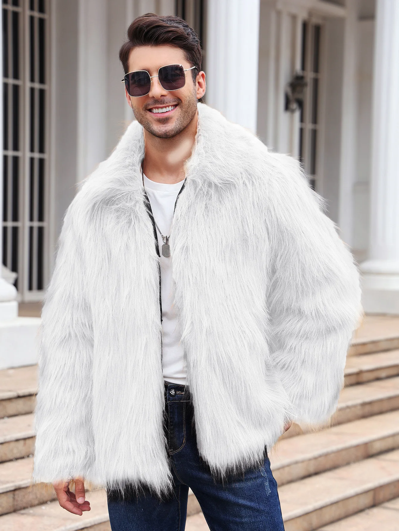 Men Faux Fox Fur Jacket Coat W - Thermal Long John ulasan dan harga