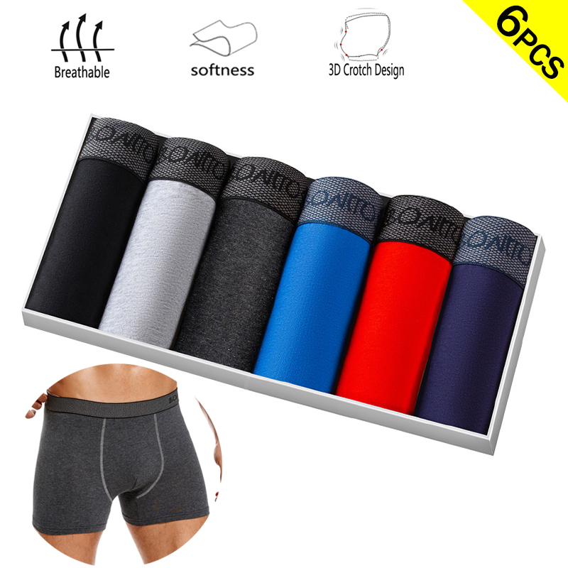 6pcs/pack Boxer Briefs Solid C - Multi Pack Underwear ulasan dan harga